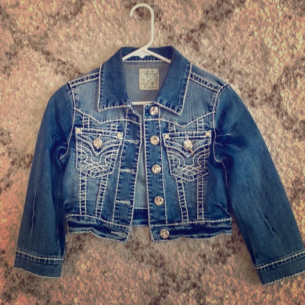Crop Jean Jacket with Bling Buttons
